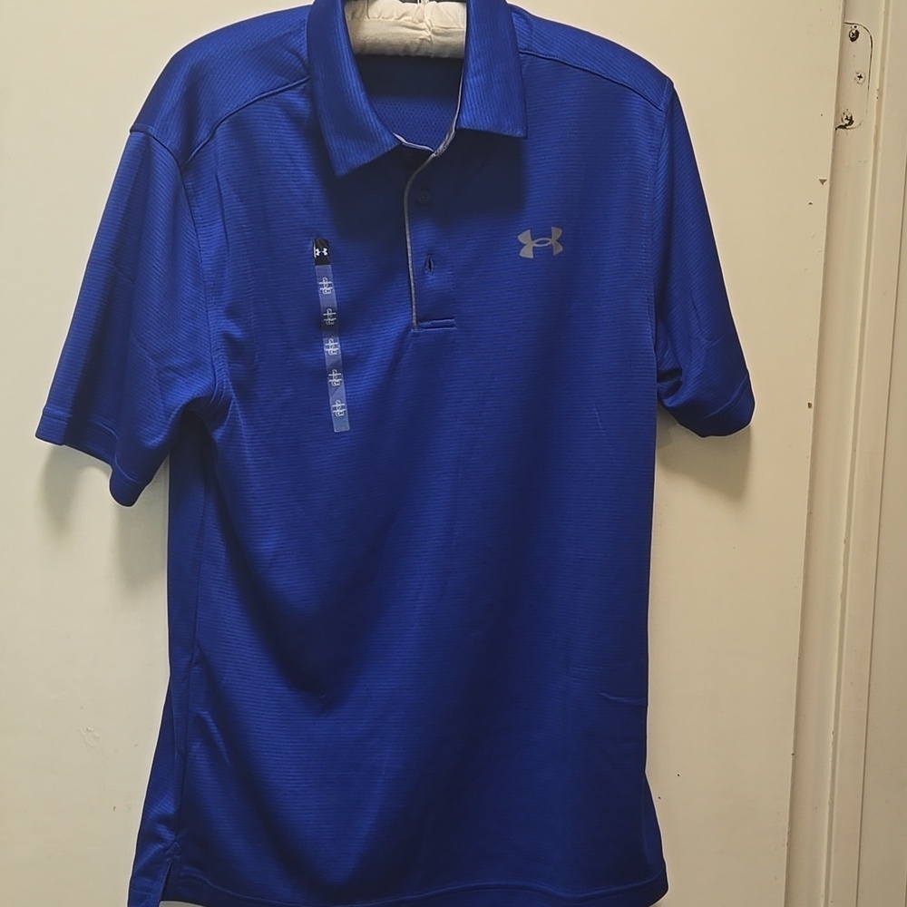 NWT Under Armour Men's Vibrant Blue Striped Polo